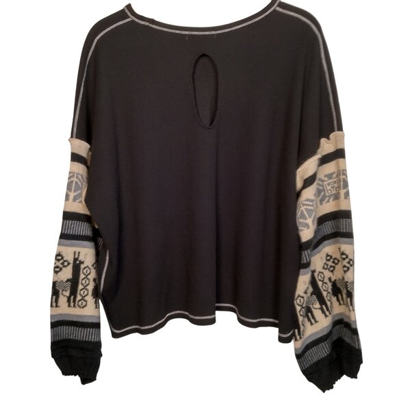 Angel Premium Shirt Plus Size 1X Black Thermal Sweater Sleeves Alpaca Cropped - Picture 2 of 16